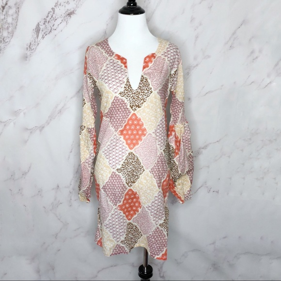 Irving & Fine for Lucky Brand Patchwork Balloon Sleeve Dress Small - Picture 1 of 5